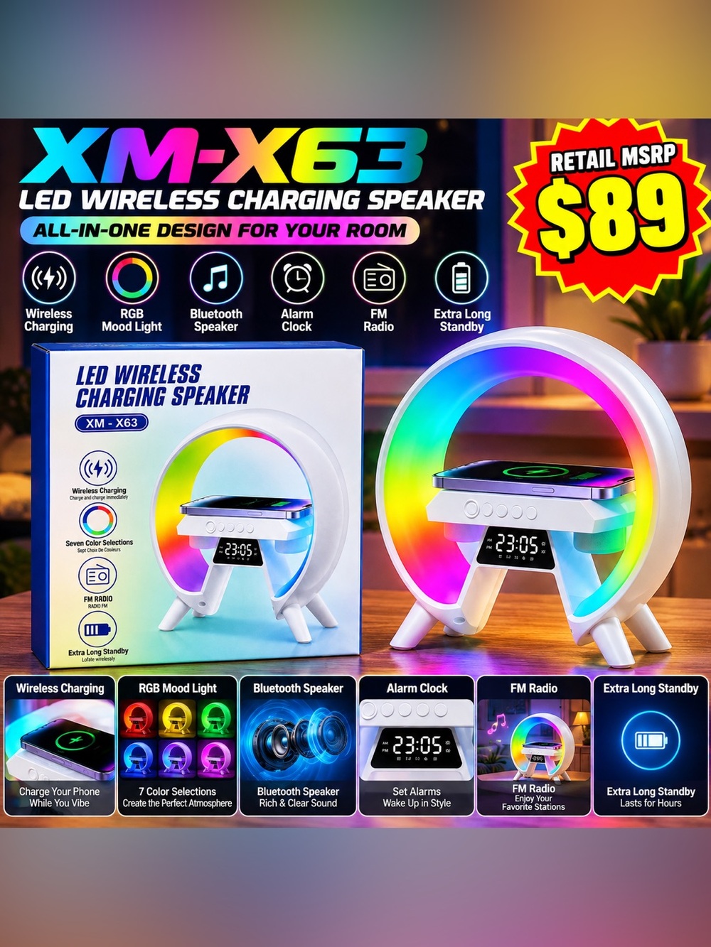 LED WIRELESS CHARGING SPEAKER